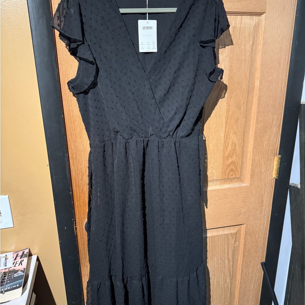 Black Ruffled Tiered Midi Sundress